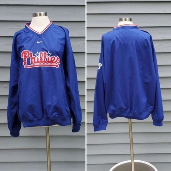 Vintage 90s y2k Nike Center Swoosh Philadelphia Phillies Pullover Windbreaker Lg - Picture 1 of 6
